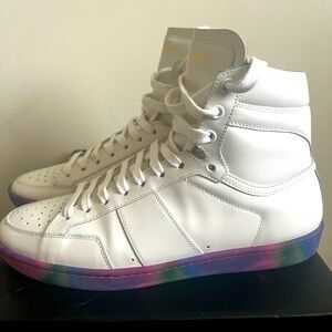 Saint Laurent Calfskin Signature Court High Top Sneakers “Tie Dye” sole